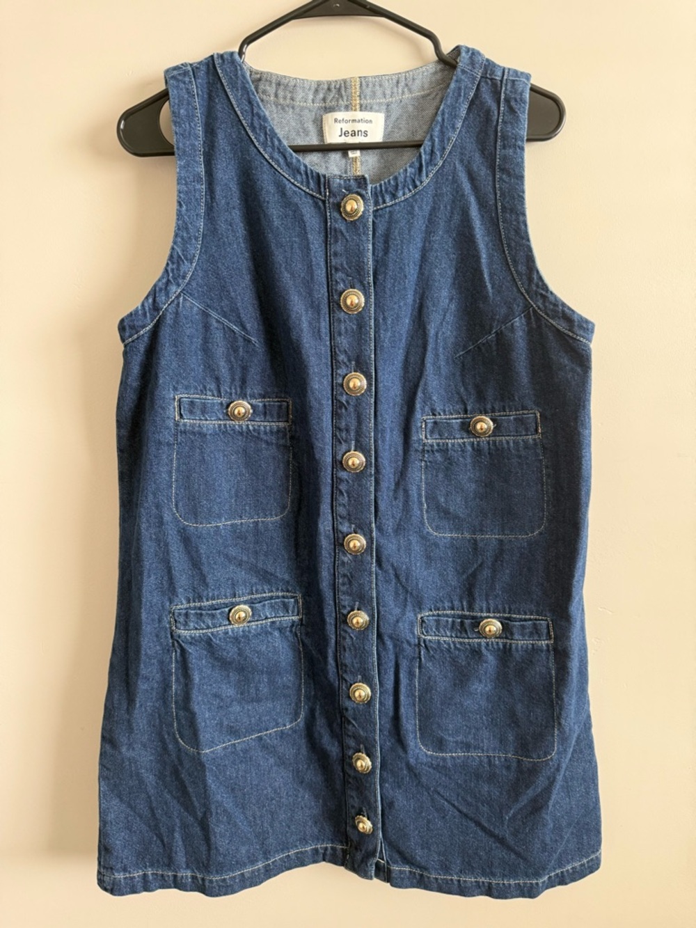 Reformation Tropez Denim Mini Dress Salinas Wash Size 10 - $218 - Picture 2 of 7